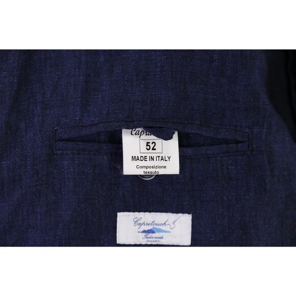 Capritouch Tailor Made Navy Blue Iridescent Linen Unstructured Blazer Jacket 42R - Picture 9 of 10